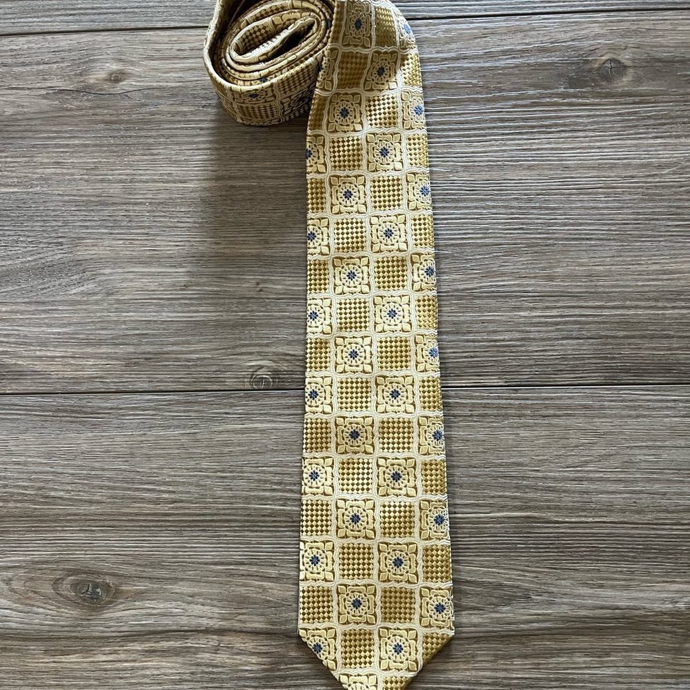 XMI Platinum Gold Patterned Men's Silk Tie‎